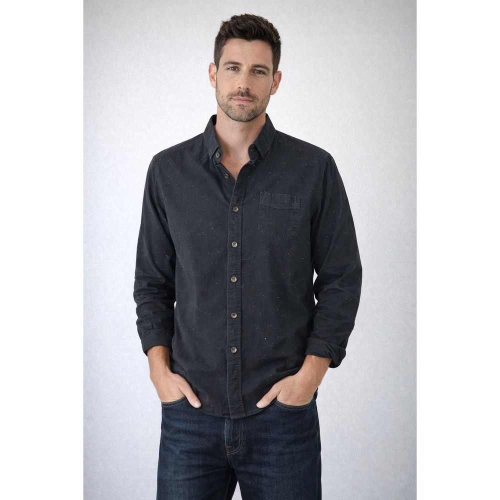 Rare Descendant of Thieves Black Speckled Button Down Long Sleeve Shirt Medium